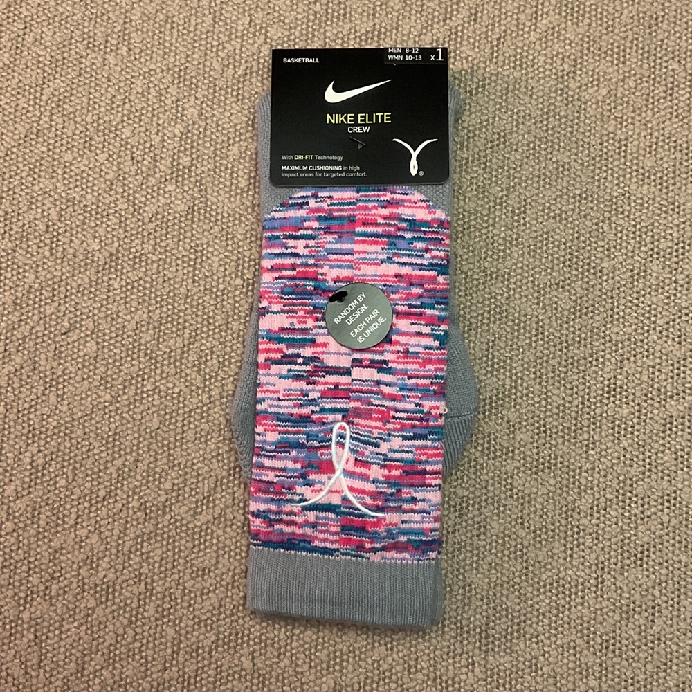 Nike Elite Crew Men's Socks - Pink and Blue Pattern
